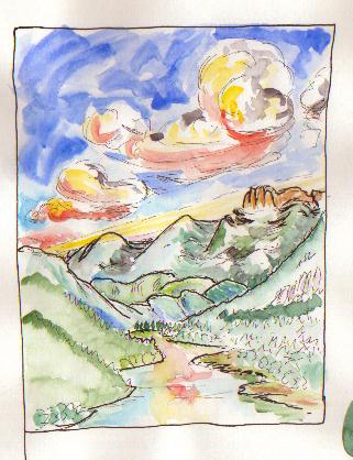 Entwurf - Feder und Aquarell